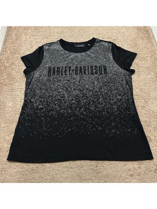 Harley-Davidson Tops - Harley Davidson Women’s Metallic Print Front Tee Black Silver Size XL